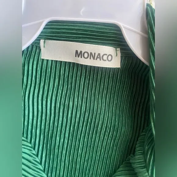 MONACO Suit Women Green 2 Pieces Shirt and pants set Sz L very comfortable NEW